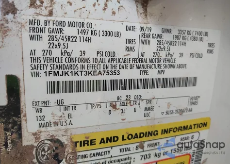 2019 Ford Expedition Max Limited from USA, damaged, VIN 1FMJK1KT3KEA75353